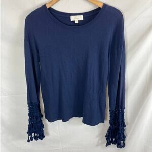 Braeve Navy Tassel Sleeve Sweatshirt Size Small